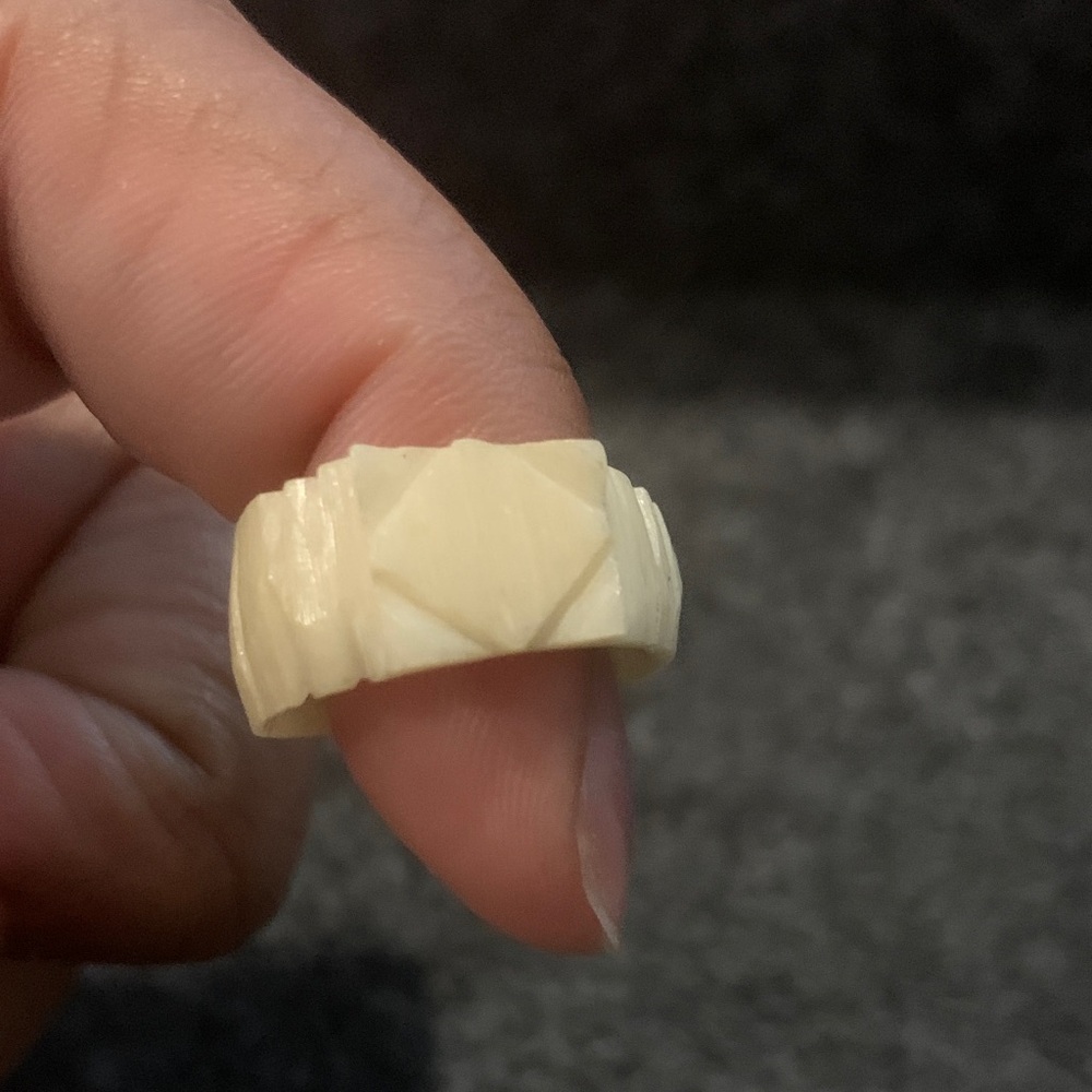 Vintage Carved Bone Unisex Ring